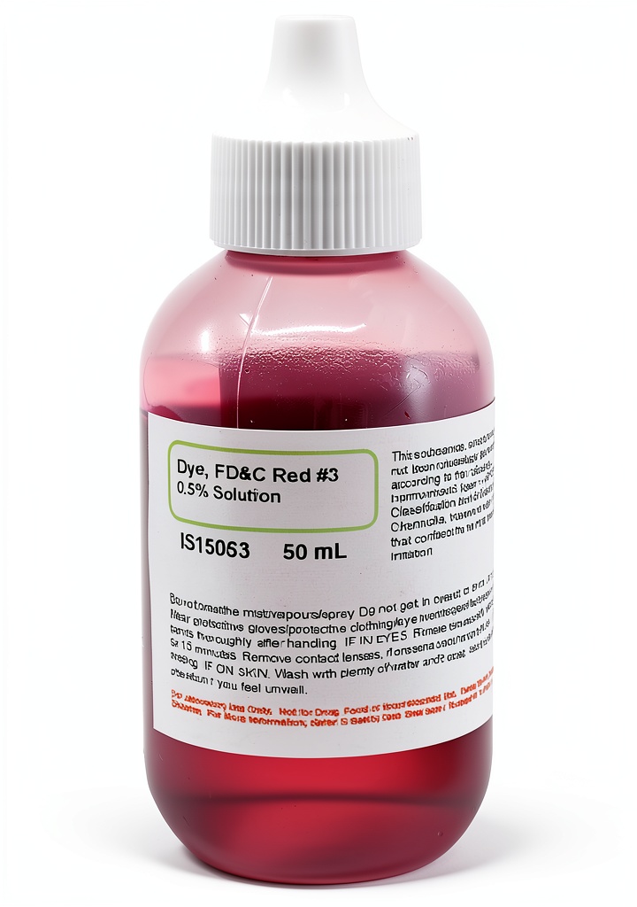 Installing Red Dye Chemical ALDON Lab Educational Liquid Stain on a wooden desk