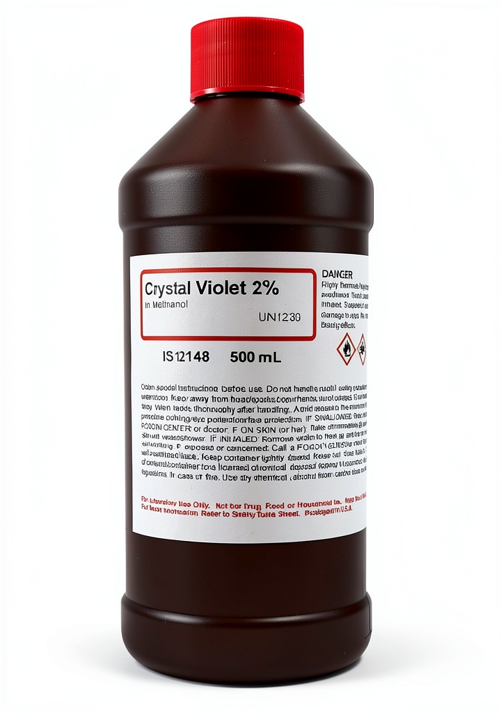Innovating Science Crystal Violet bottle on lab bench
