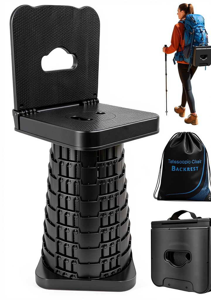 Collapsible Stool With Backrest in use