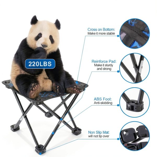 Folding Camping Stool AILLOVCOL Blue Metal-3