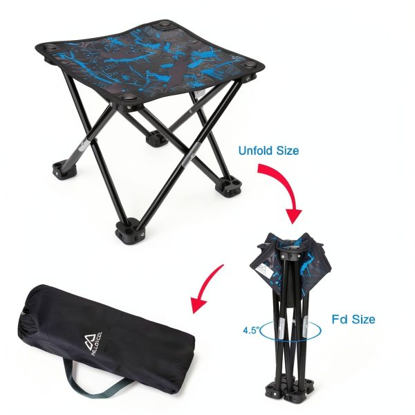 Folding Camping Stool AILLOVCOL Blue Metal-2