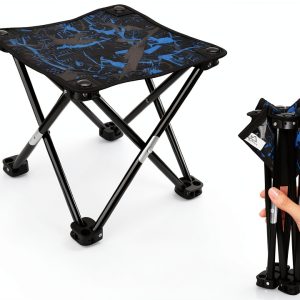 Folding Camping Stool AILLOVCOL Blue Metal-0
