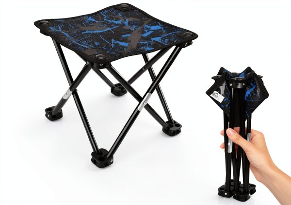 Folding Camping Stool AILLOVCOL Blue Metal-0