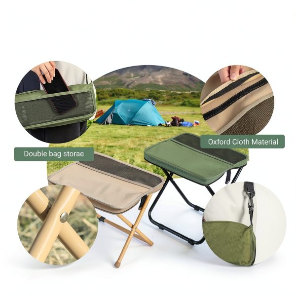 Nicerice Foldable Camping Stool with Storage Bag, X‑Frame Cloth,-3