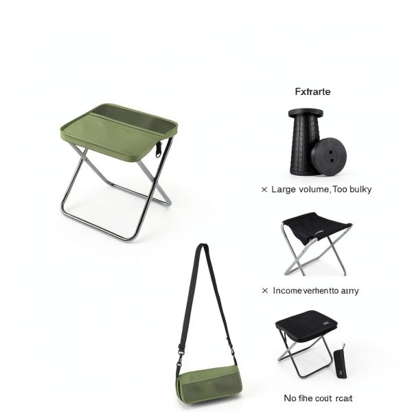 Nicerice Foldable Camping Stool with Storage Bag, X‑Frame Cloth,-2
