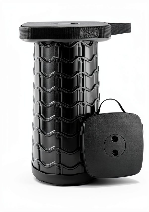 Boreeman Collapsible Camping Stool 2 Pack Black Telescopic-0