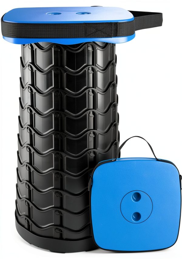Boreeman Foldable Camping Stool 1 Pack Red Plastic Telescoping Seat-0