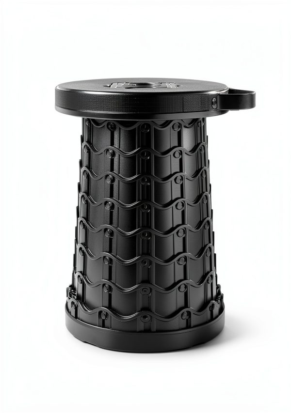 imodomio Folding Camping Stool Black Big Adjustable Height-1