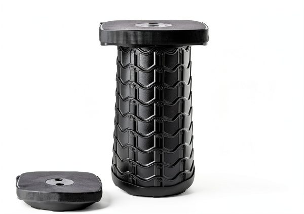 Boreeman Collapsible Camping Stool 2 Pack Black Telescopic-2