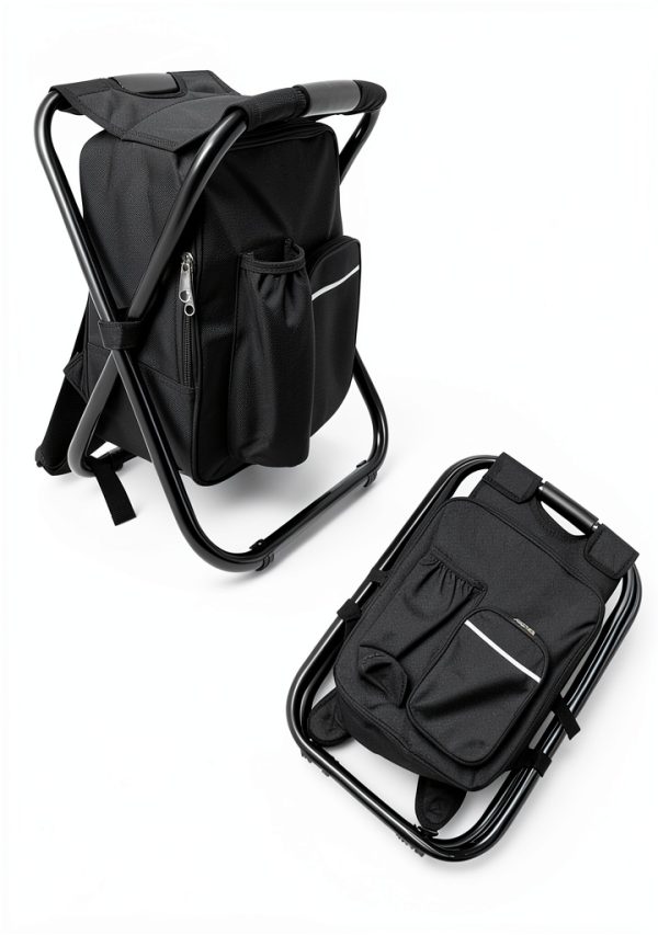 FCFKUK Portable Folding Camping Stool Black 19.5x14.1 Inch X-Leg-2
