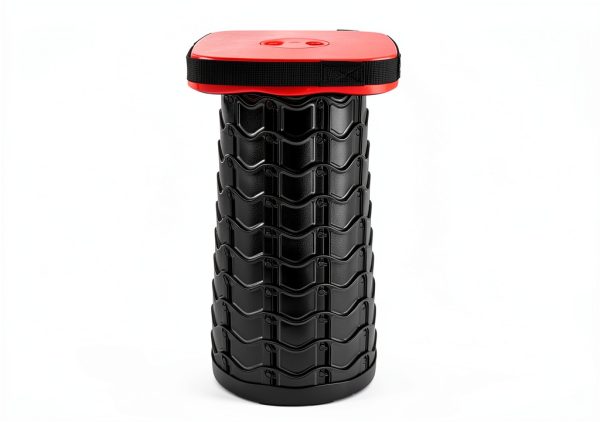 Boreeman Foldable Outdoor Camping Stool 1 Pack Red Plastic Telescoping-1