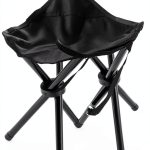 KKONHII Folding Camping Stool Black Minimalist Portable Tripod Seat-0