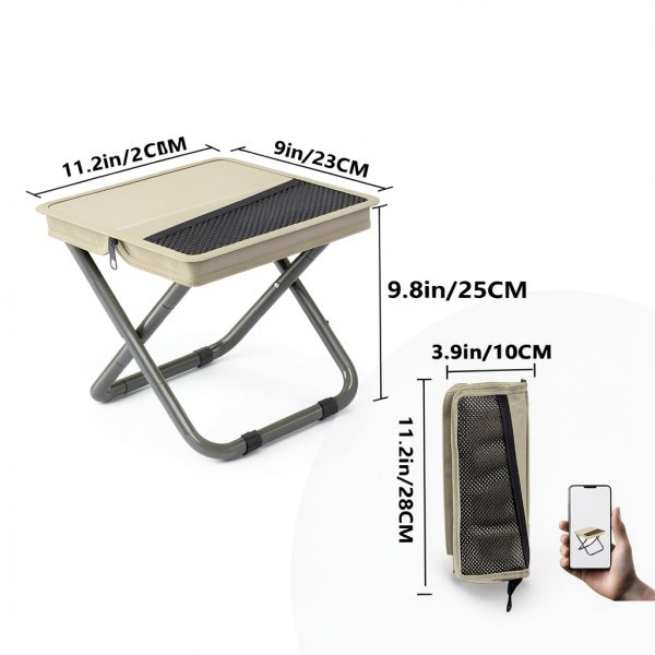 Zabplox Outdoor Camping Stool Medium Khaki Foldable Ultralight 1.2lb-1