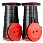 Doseno Portable Collapsible Stool Red Adjustable Height 17.5in-0