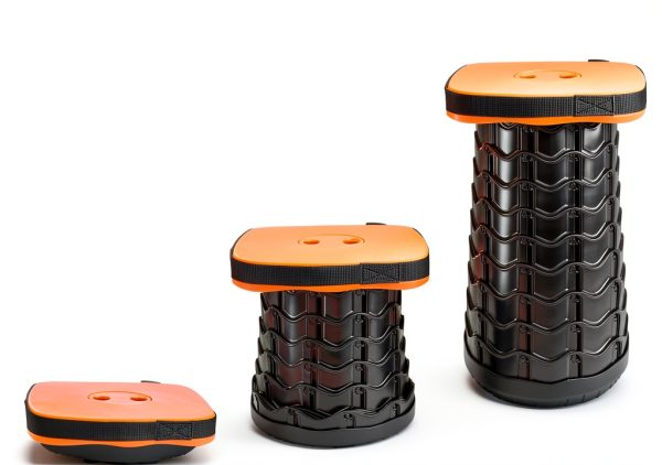 Boreeman Foldable Camping Stool Orange 1-Pack Telescoping Seat-2