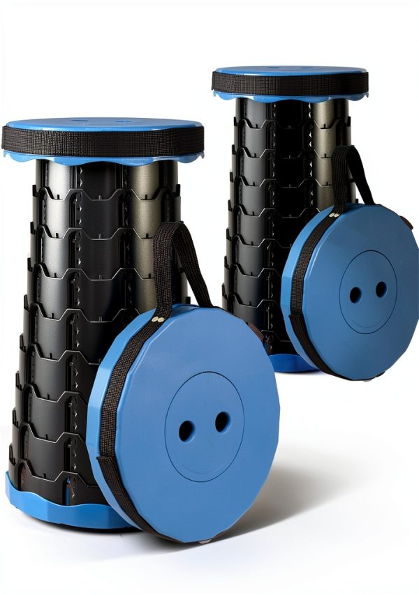 Foldable Stool Doseno Blue Large Collapsible Chair Height Adjustable-0
