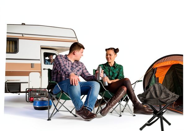 KKONHII Folding Camping Stool Black Minimalist Portable Tripod Seat-5