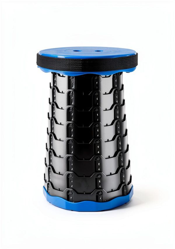 Foldable Stool Doseno Blue Large Collapsible Chair Height Adjustable-1