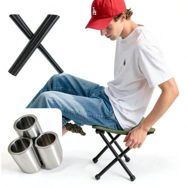 Nicerice Foldable Camping Stool with Storage Bag, X‑Frame Cloth,-5