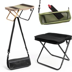 Nicerice Foldable Camping Stool with Storage Bag, X‑Frame Cloth,-0