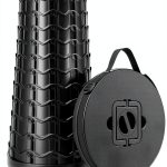 imodomio Folding Camping Stool Black Big Adjustable Height-0