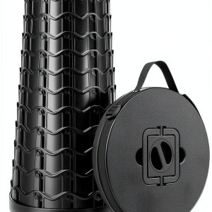 imodomio Folding Camping Stool Black Big Adjustable Height-0