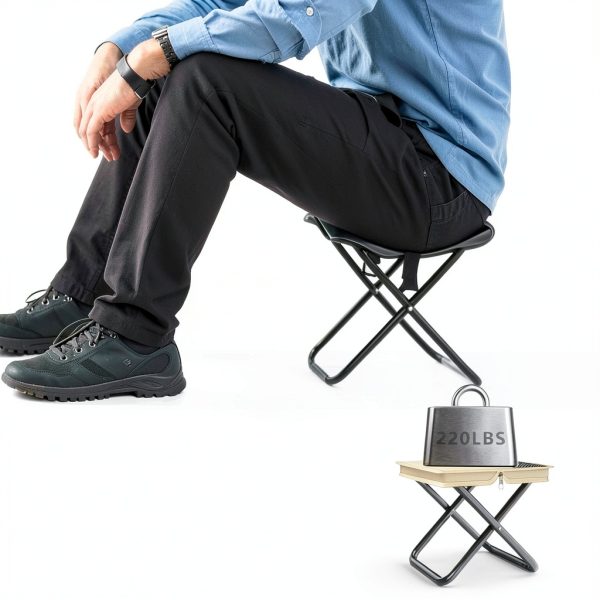 Zabplox Outdoor Camping Stool Medium Khaki Foldable Ultralight 1.2lb-4