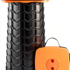 Boreeman Foldable Camping Stool Orange 1-Pack Telescoping Seat-0