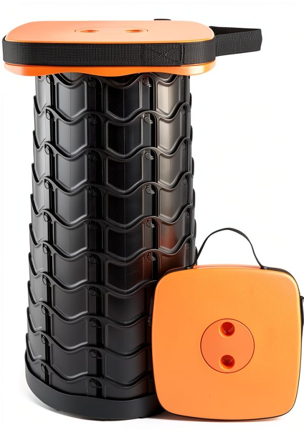 Boreeman Foldable Camping Stool Orange 1-Pack Telescoping Seat-0