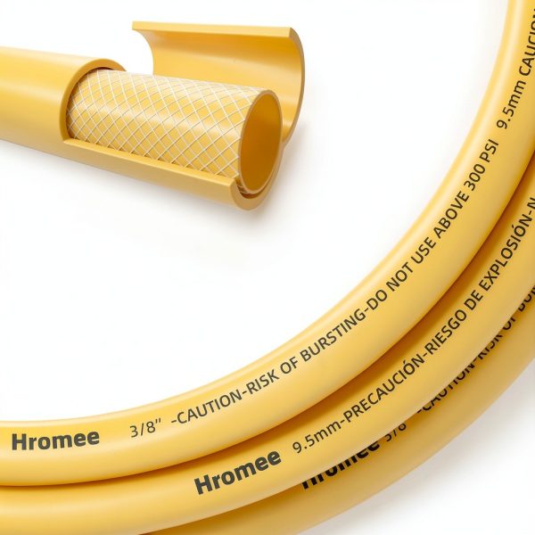 Hybrid Lead-in Air Hose 3/8 inch x 6ft 1/4 NPT Coupler Hromee Yellow-1