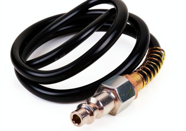 25ft Air Compressor Hose with Bend Restrictor and 1/4 Quick Coupler - Coiled Flexible Air Hose with Solid Copper Connectors-3
