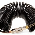 25ft Air Compressor Hose with Bend Restrictor and 1/4 Quick Coupler - Coiled Flexible Air Hose with Solid Copper Connectors-0