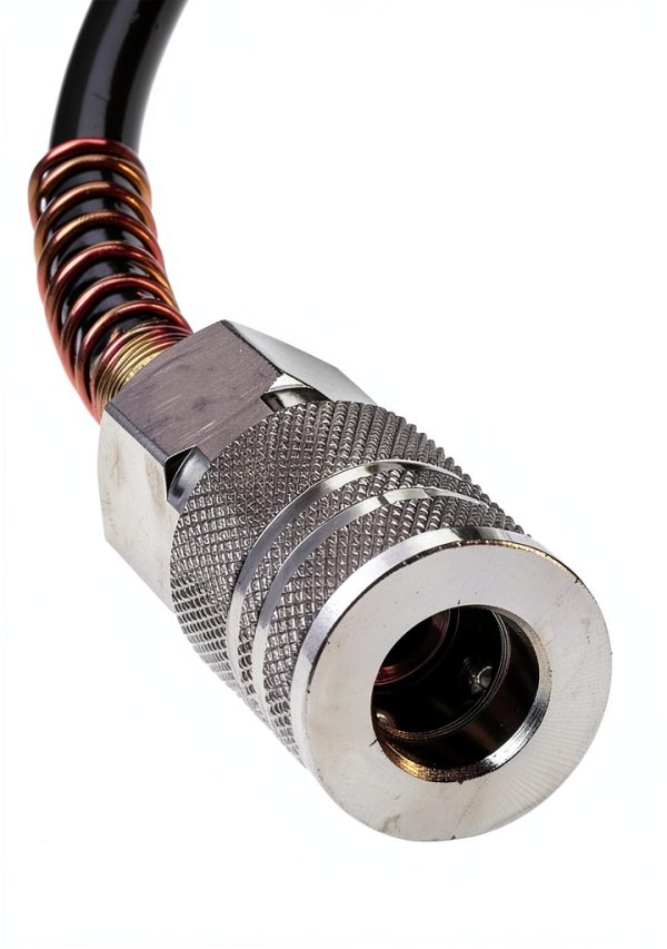 25ft Air Compressor Hose with Bend Restrictor and 1/4 Quick Coupler - Coiled Flexible Air Hose with Solid Copper Connectors-5